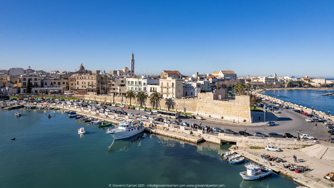 Aerial photo of Bari's old town 