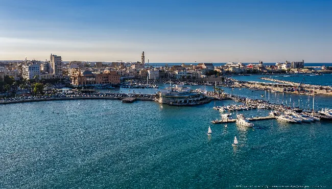Bari old town from the sea: San Sabino and St Nicholas