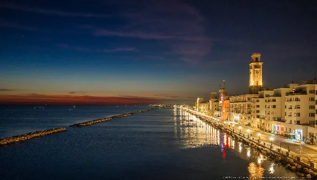 Nazario Sauro seafront at blue hour, Bari from above