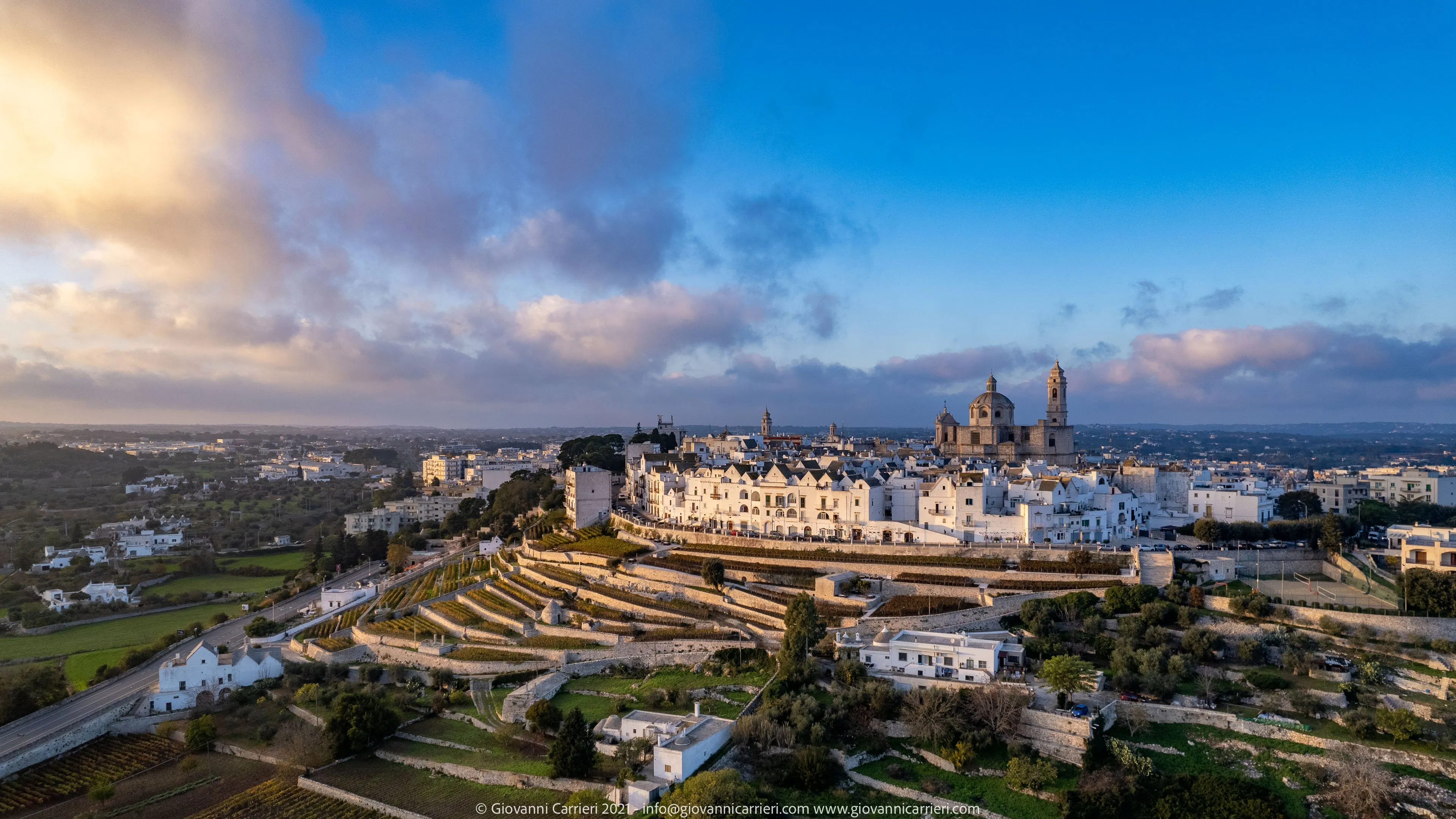 Aerial view of the old town of Locorotondo