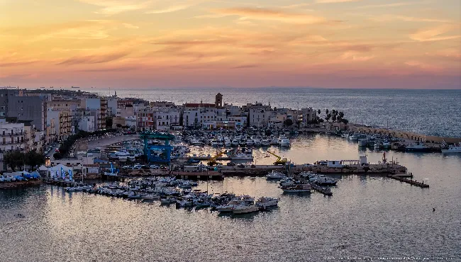 Mola di Bari fishing harbour at dusk