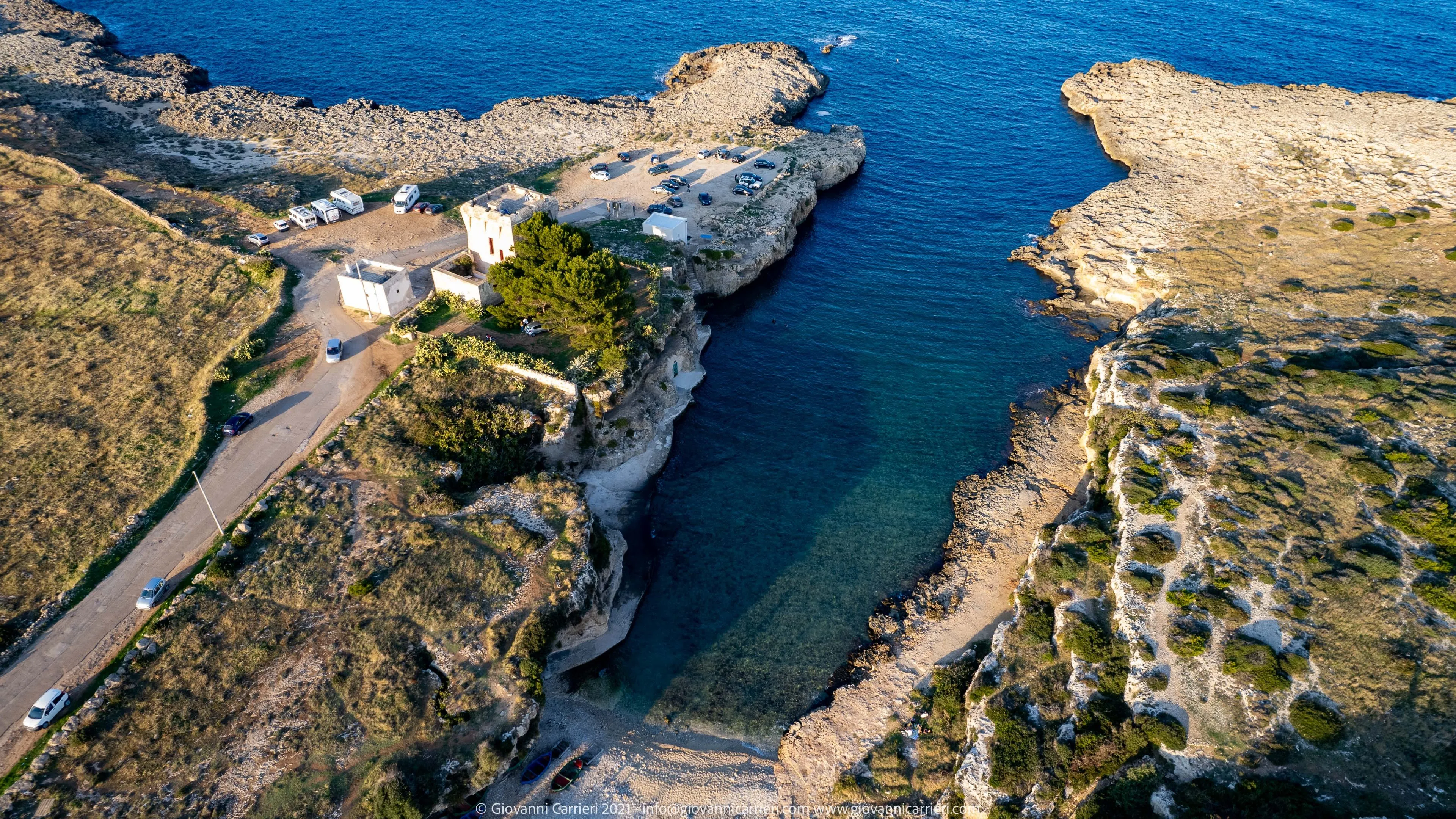 La cala di Torre Incina, vista aerea