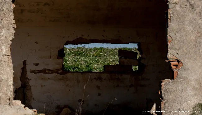 A broken wall of a farmhouse
