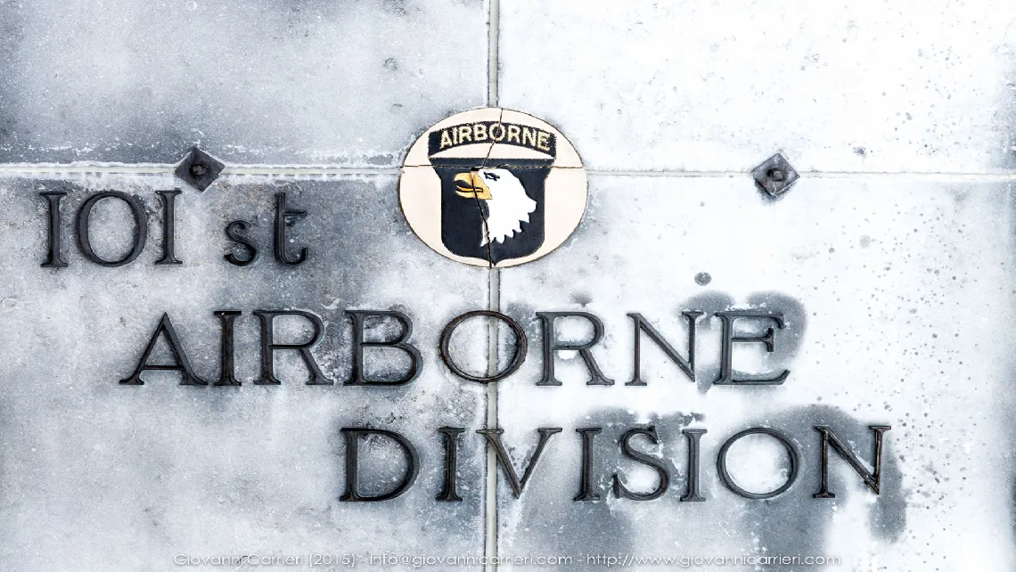 The coat of arms of the 101st Airborne Division at the Mardasson Memorial