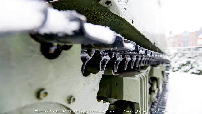 The tracks of a tank Sherman M4 Barracuda