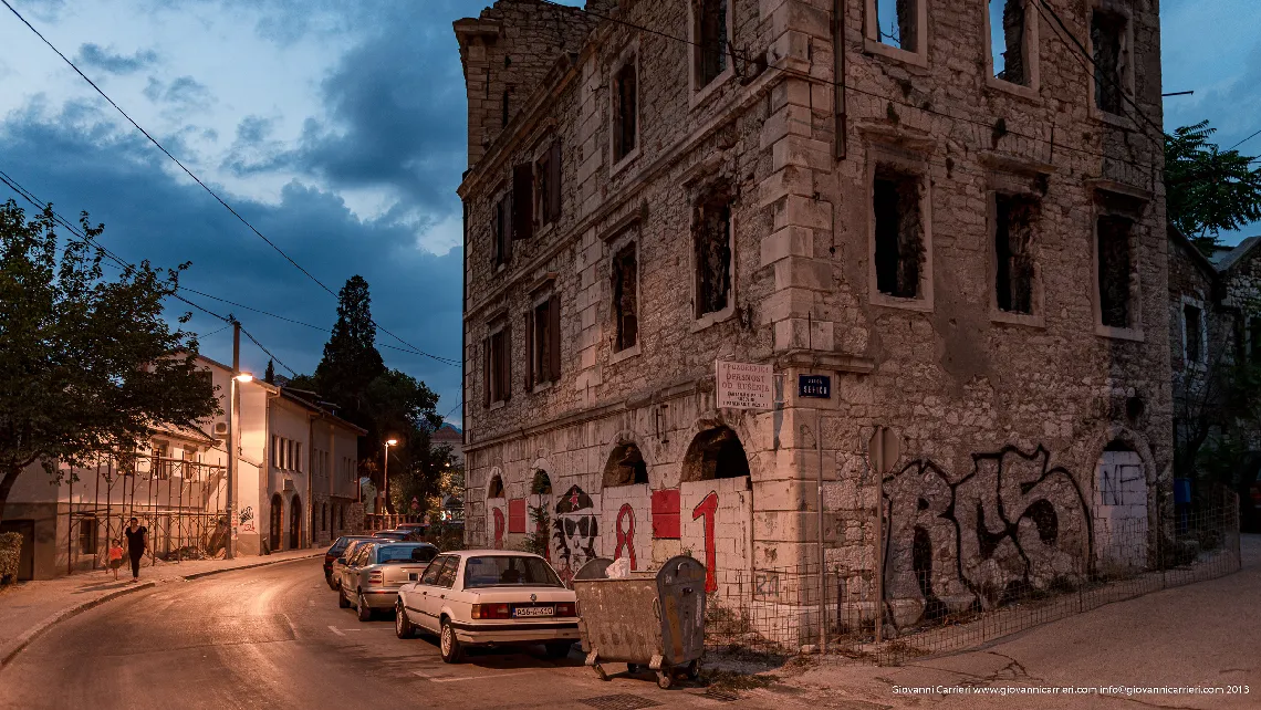 Destroyed byulding in Mostar