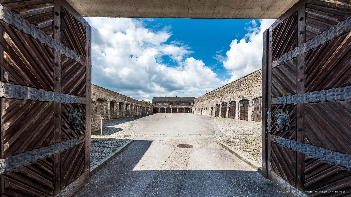 Gate of garage of Mauthausen concentration camp