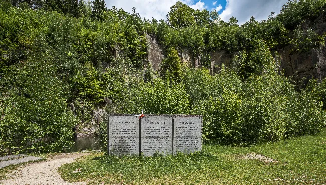 The wall of paratroopers. Here the imprisoned prisoners were suicide. Mauthausen