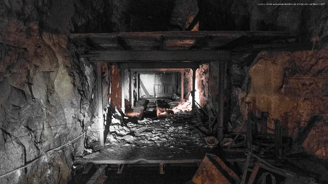 Interior view of factory ruins, Mittelbau-Dora