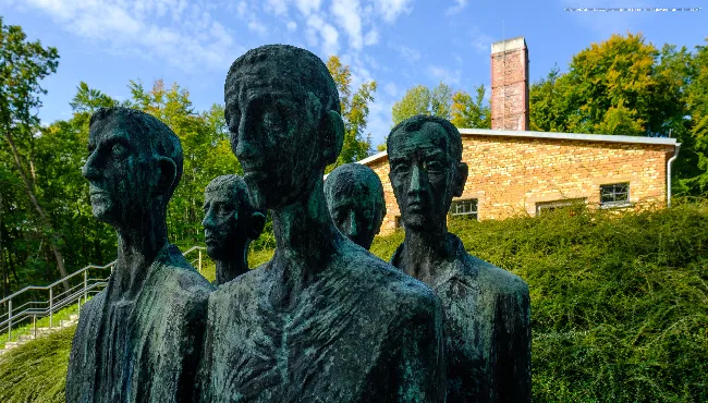Monument to prisoners outside the crematorium of Mittelbau-Dora