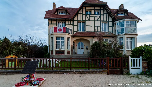 The first house liberated in Juno Beach during the landing in Normandy. Operation Overlord June 6, 1944