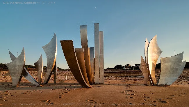 "The brave". Monument erected on Omaha Beach in memory of those killed during the landing. Operation Overlord June 6, 1944
