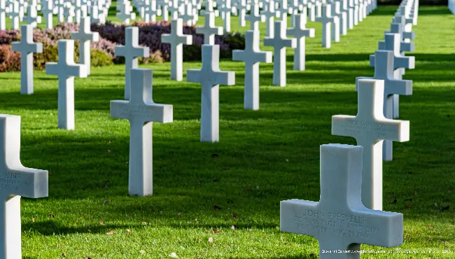 View of the gravestones at Omaha Cemetery