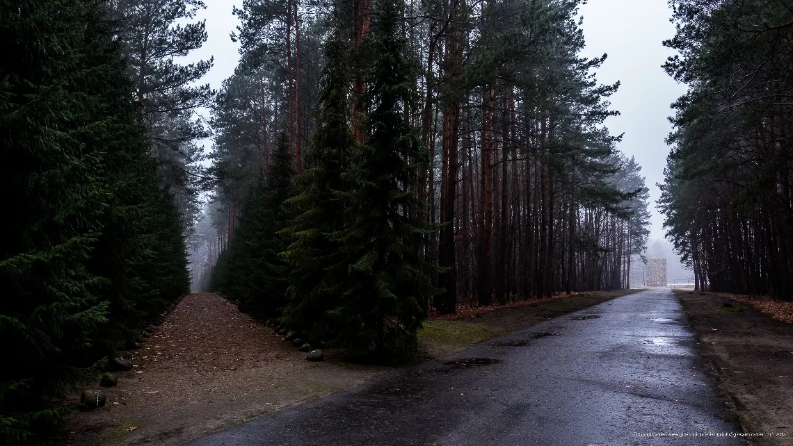 The path in the woods in memory of the victims of the extermination camp di Sobibór