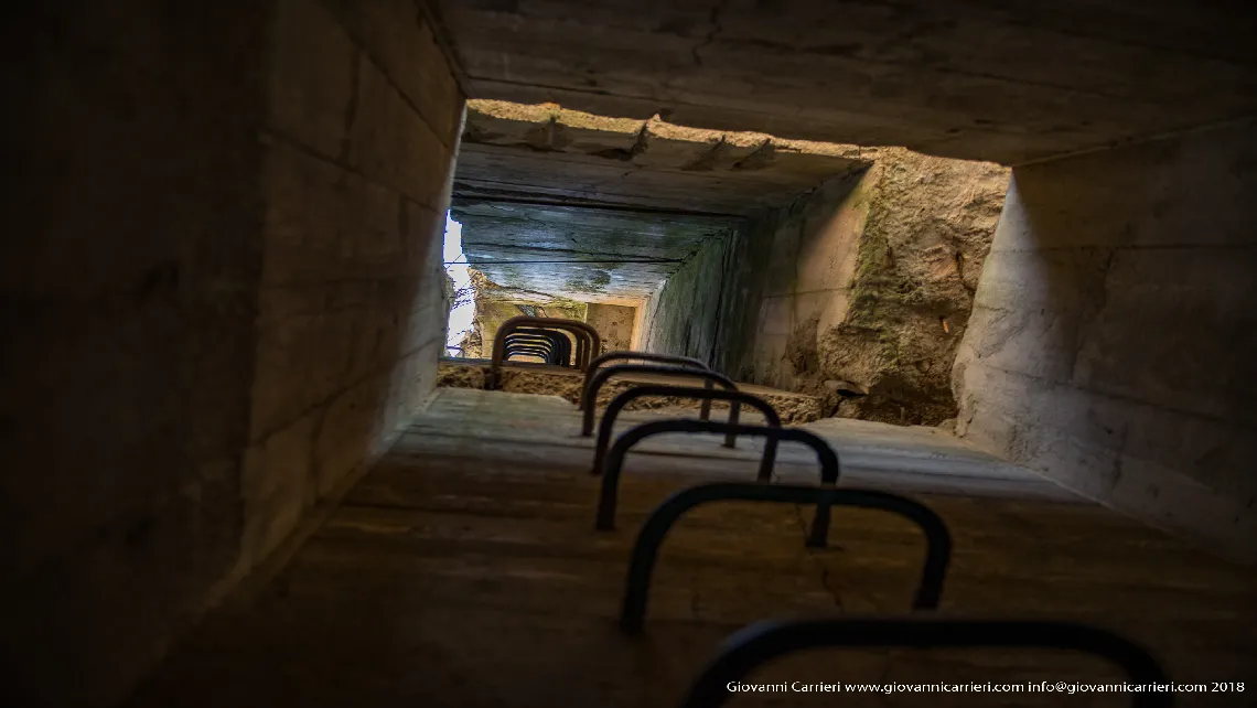 Inside Hitler's Bunker, the stairs leading to the anti-aircraft system