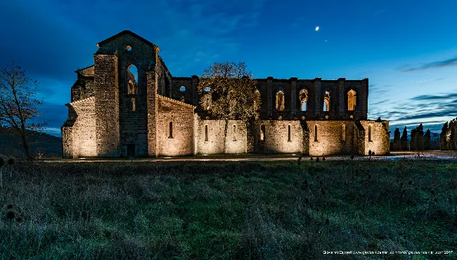 San Galgano abbey and sunset