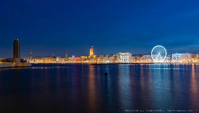 The bari waterfront, illuminated by the Ferris wheel