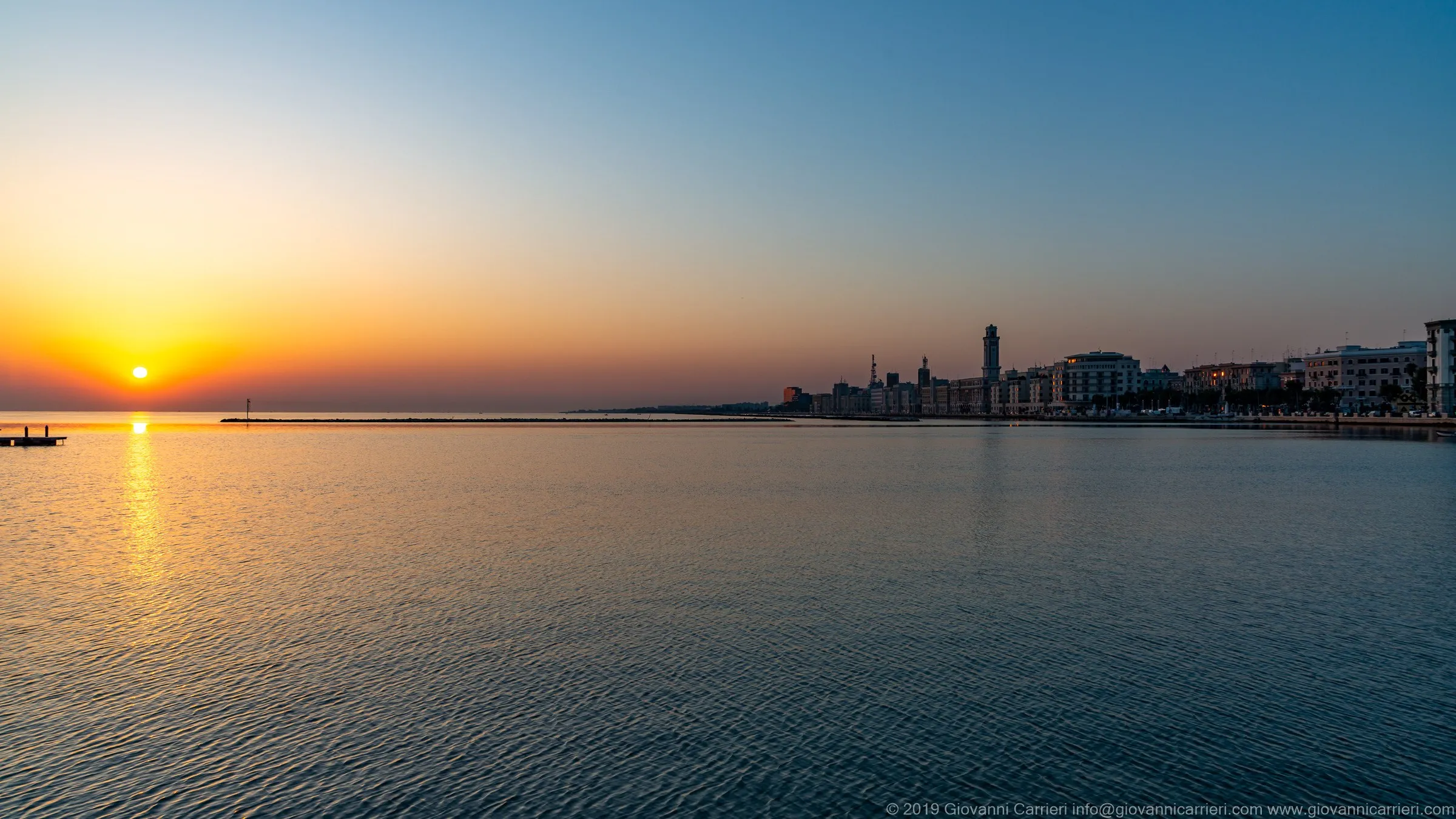 Apulia, the dawn, and the seafront of Bari