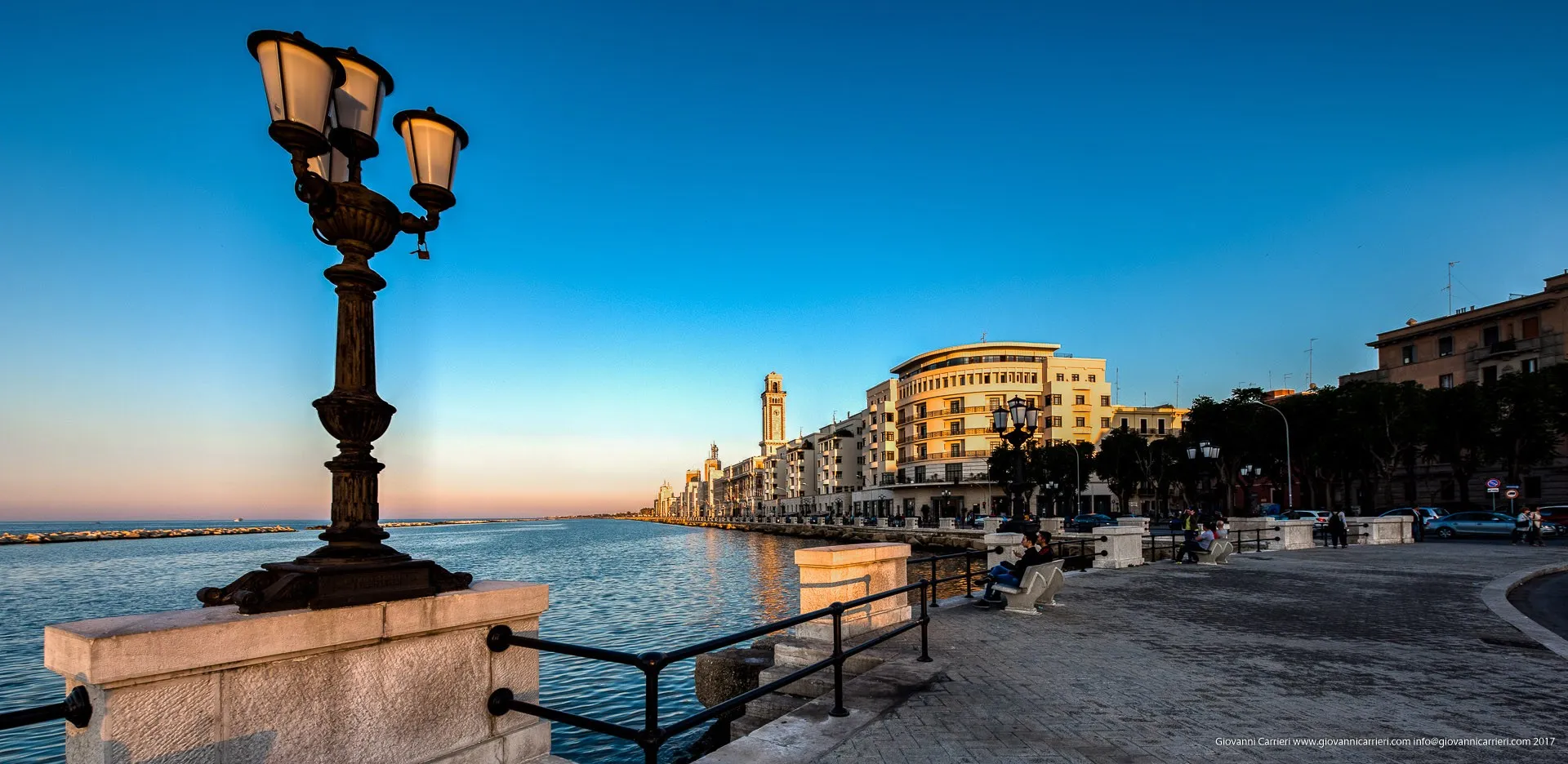 The street lights on the Bari seafront