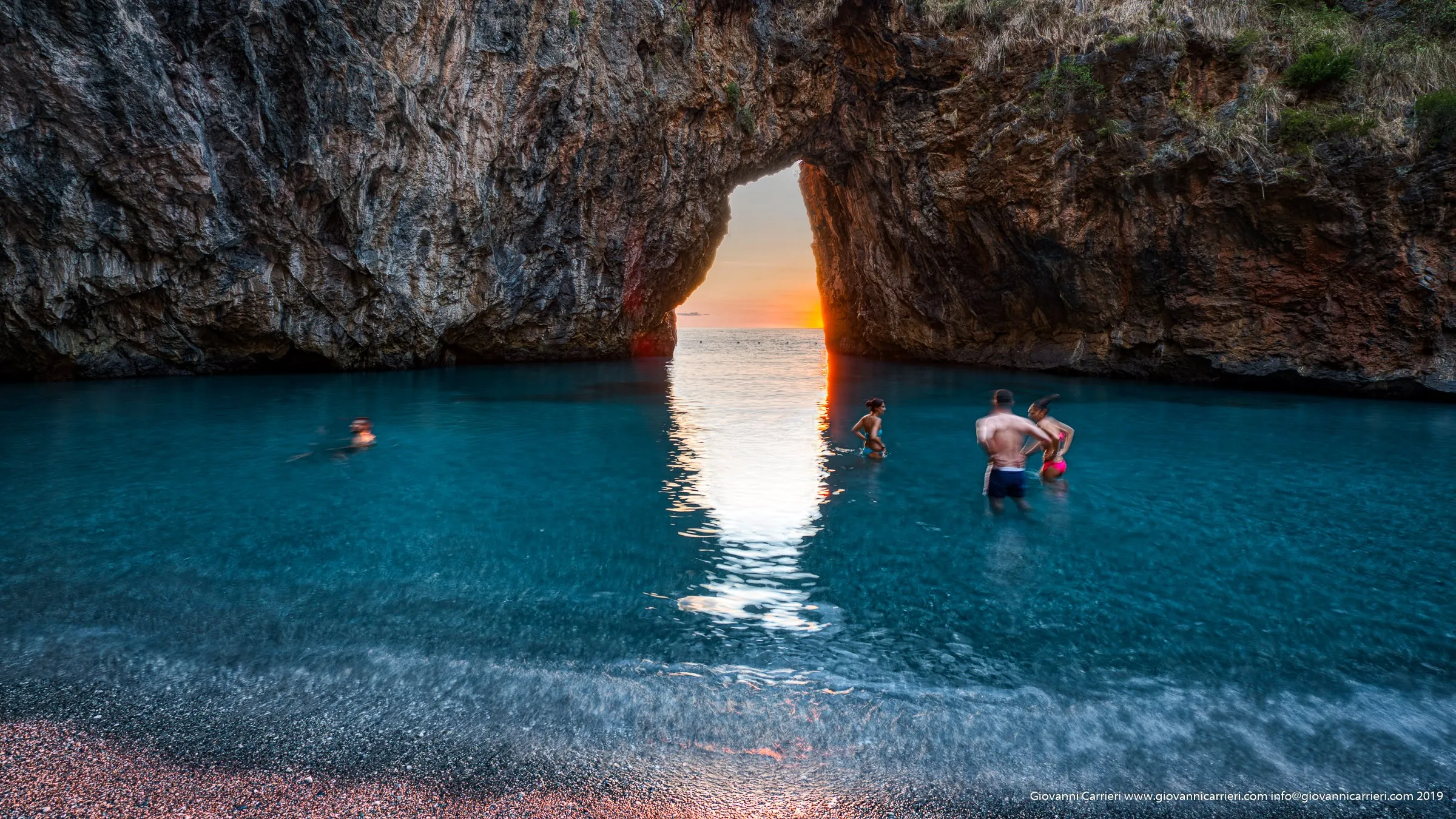 Swimming in the Arcomagno at sunset