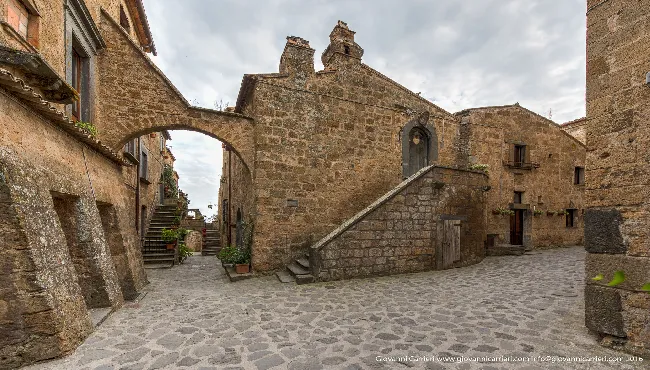 Le costruzioni del centro storico in Civita di Bagnoregio