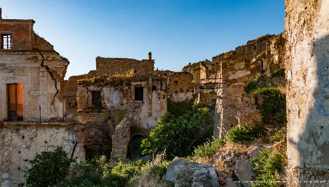 The collapsed buildings in the historic center of old Craco