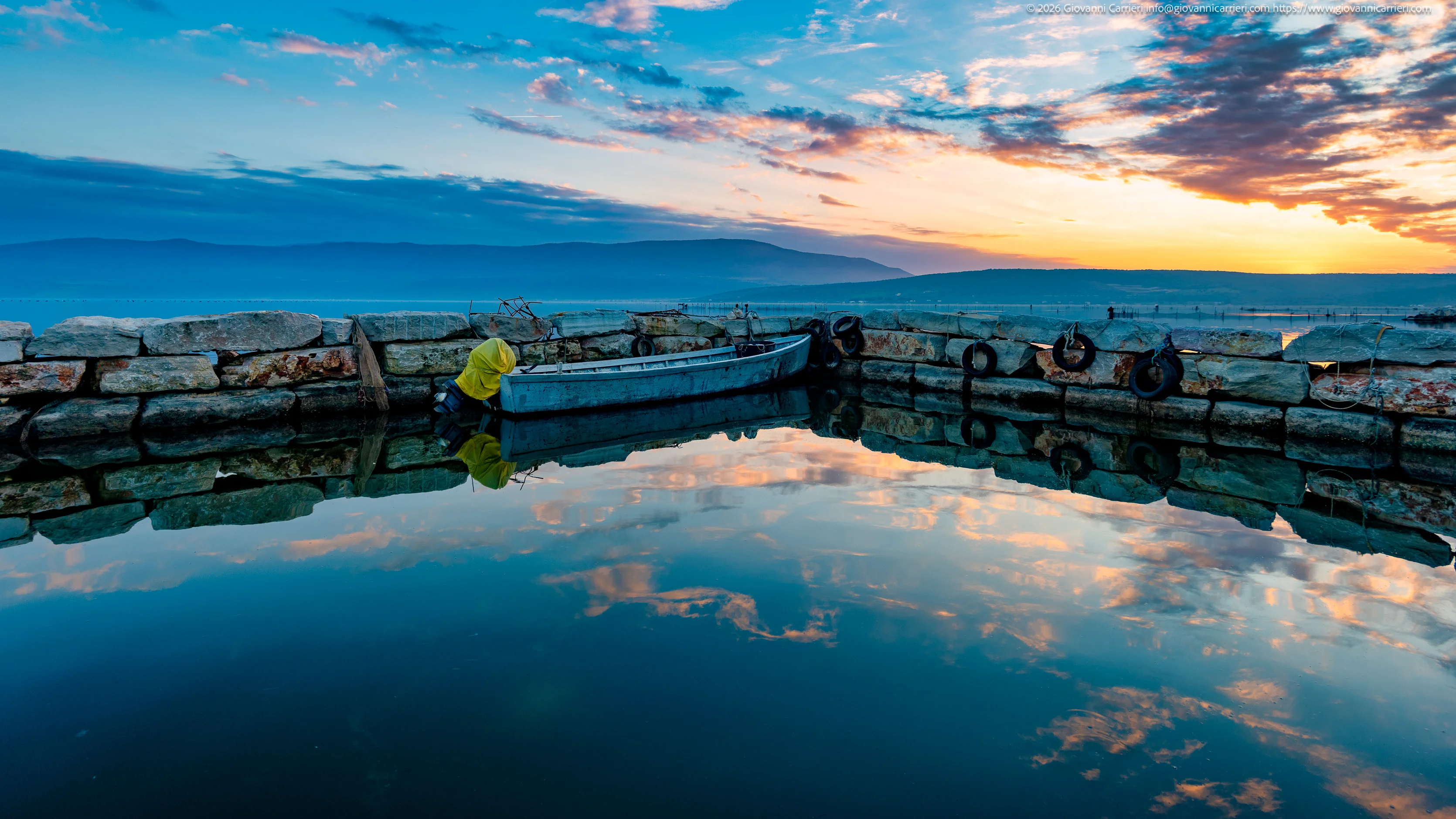 Sunset on Varano Lake