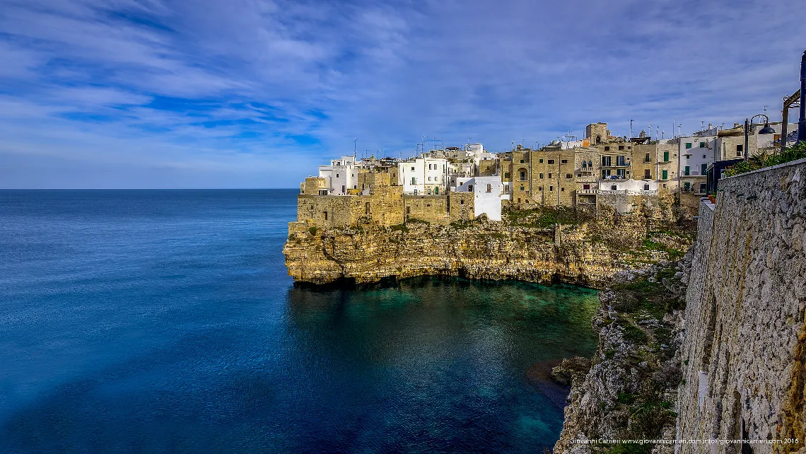 Blue sky and sea in Polignano a Mare