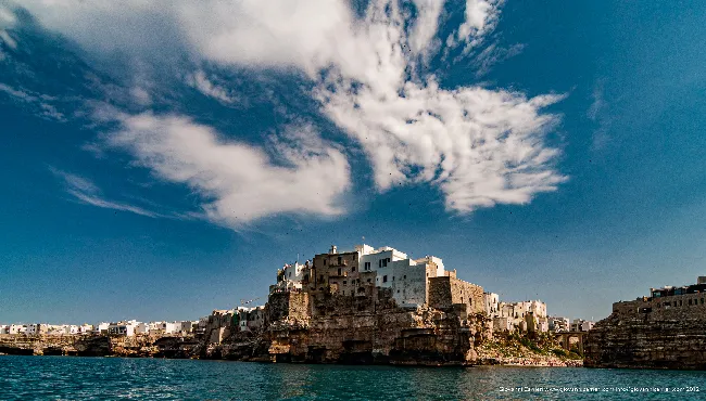 Panoramic view of Polignano a Mare view from the sea