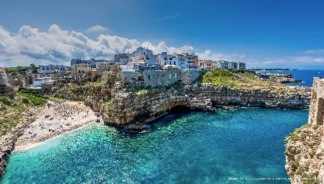 overview of Cala Monachile, at Polignano a Mare