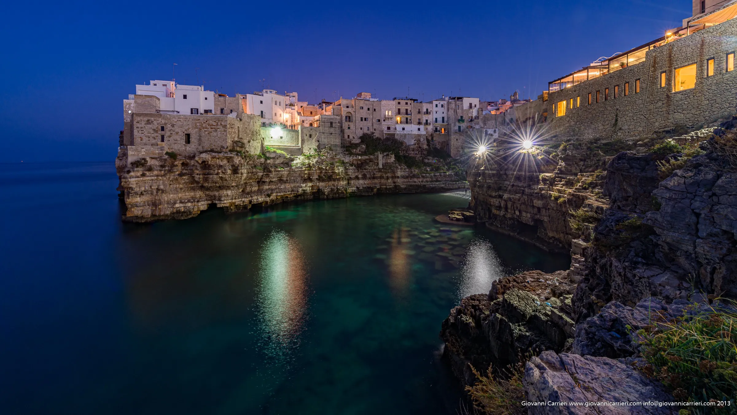 Sunset over Polignano a Mare during the blue hour