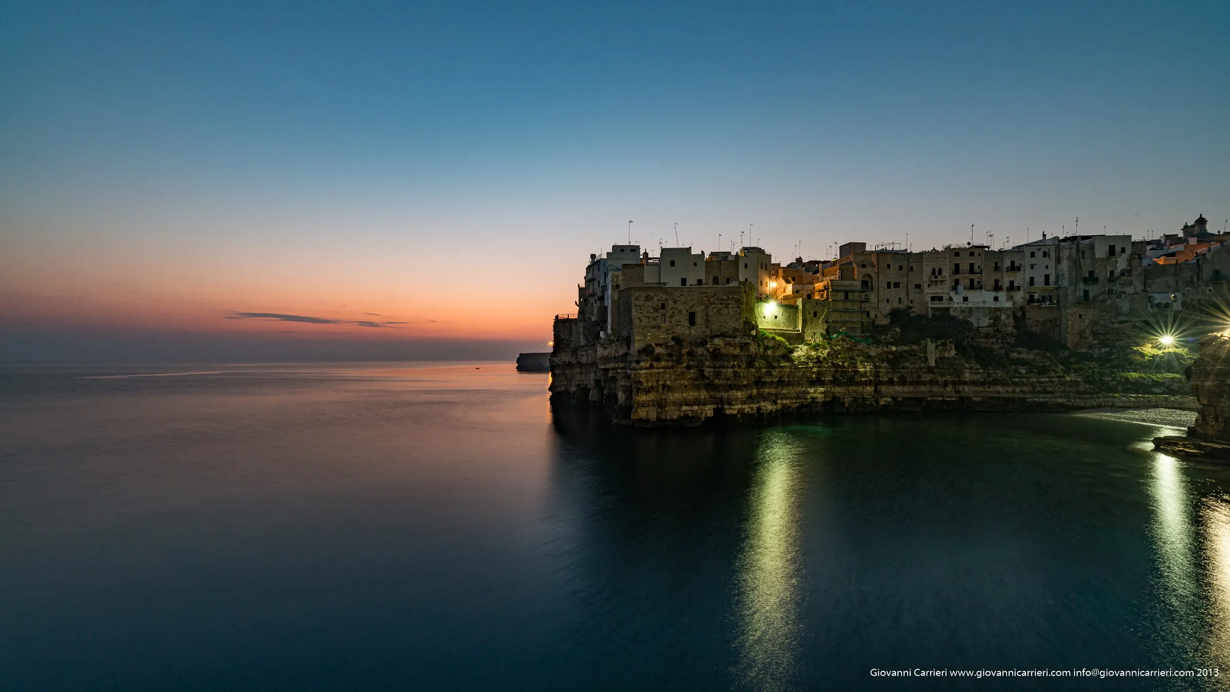 The beach of Polignano a Mare at dawn