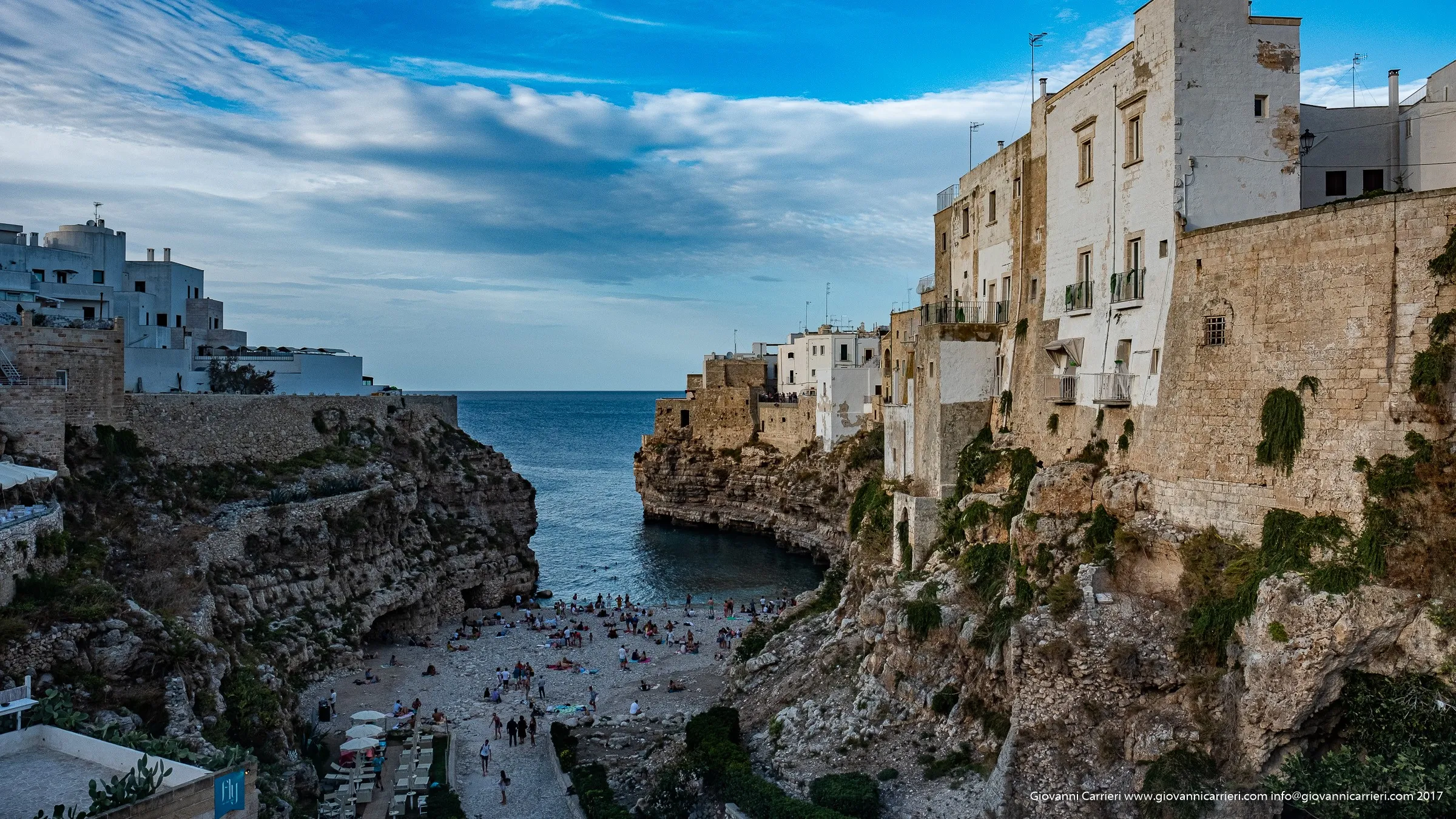 The beach of lama Monachile seen from the bridge of Polignano a Mare