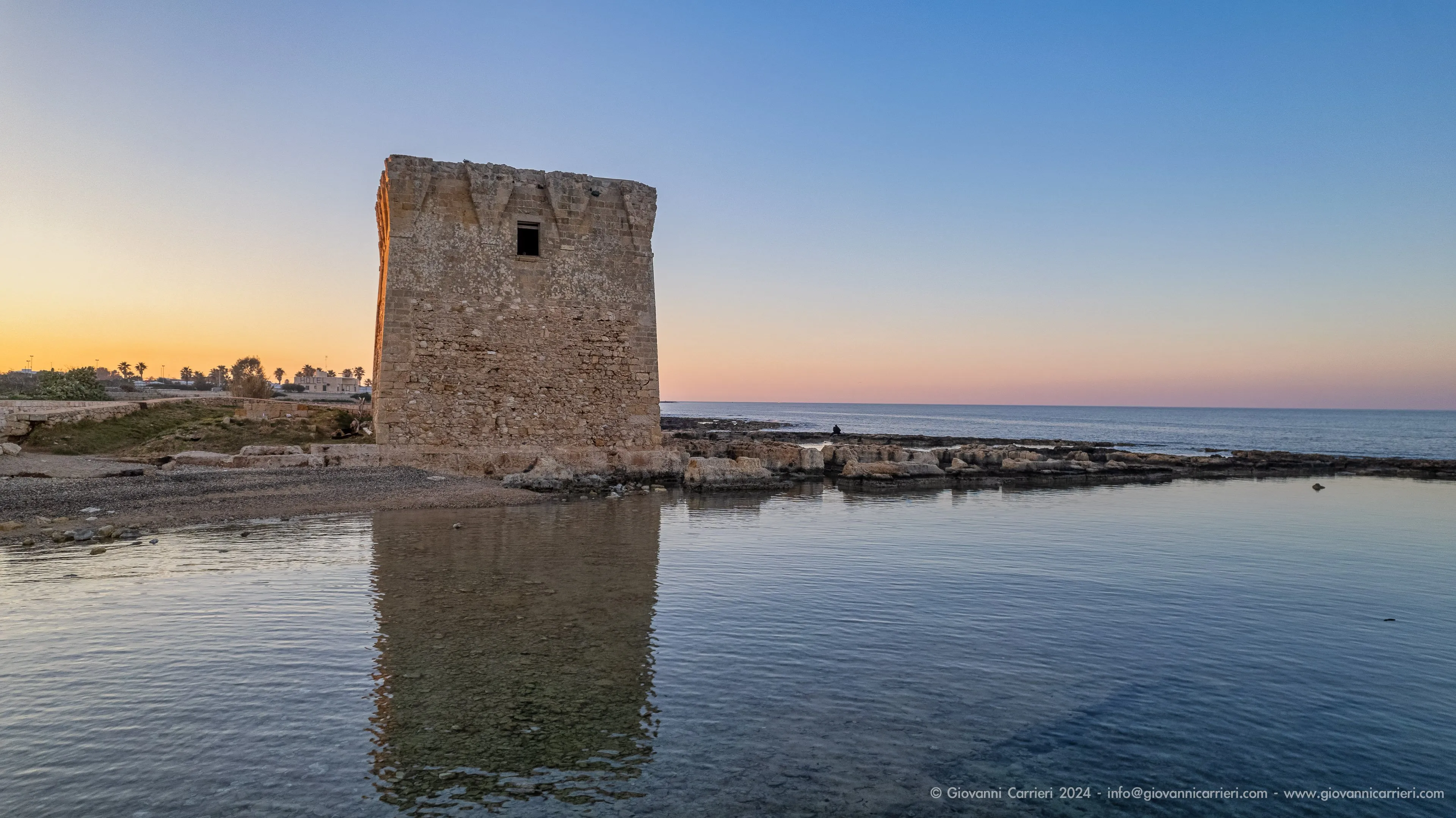 San Vito Tower in Polignano a Mare at sunset