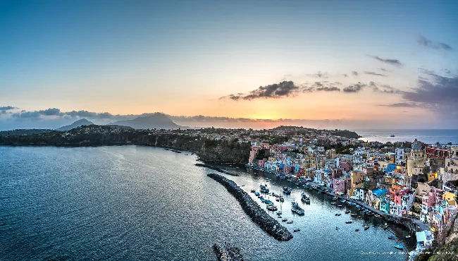 Panoramic view of Marina di Corricella, Procida