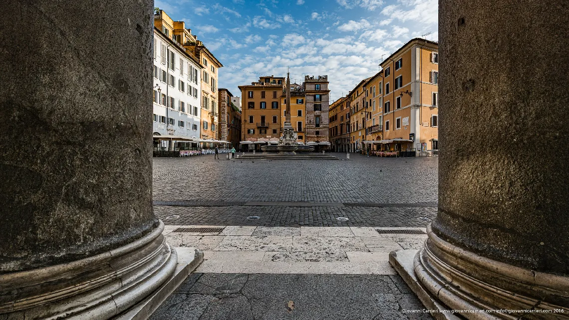 Piazza della Rotonda seen from the colonnade of the Pantheon