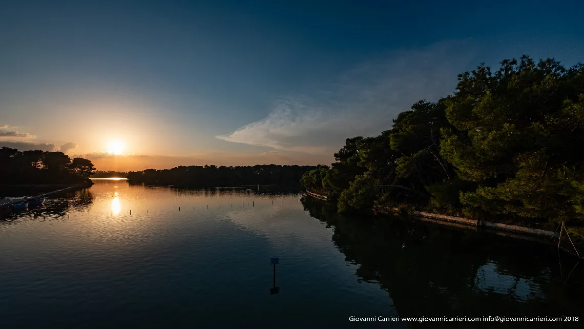 Alimini Grande lake at sunset