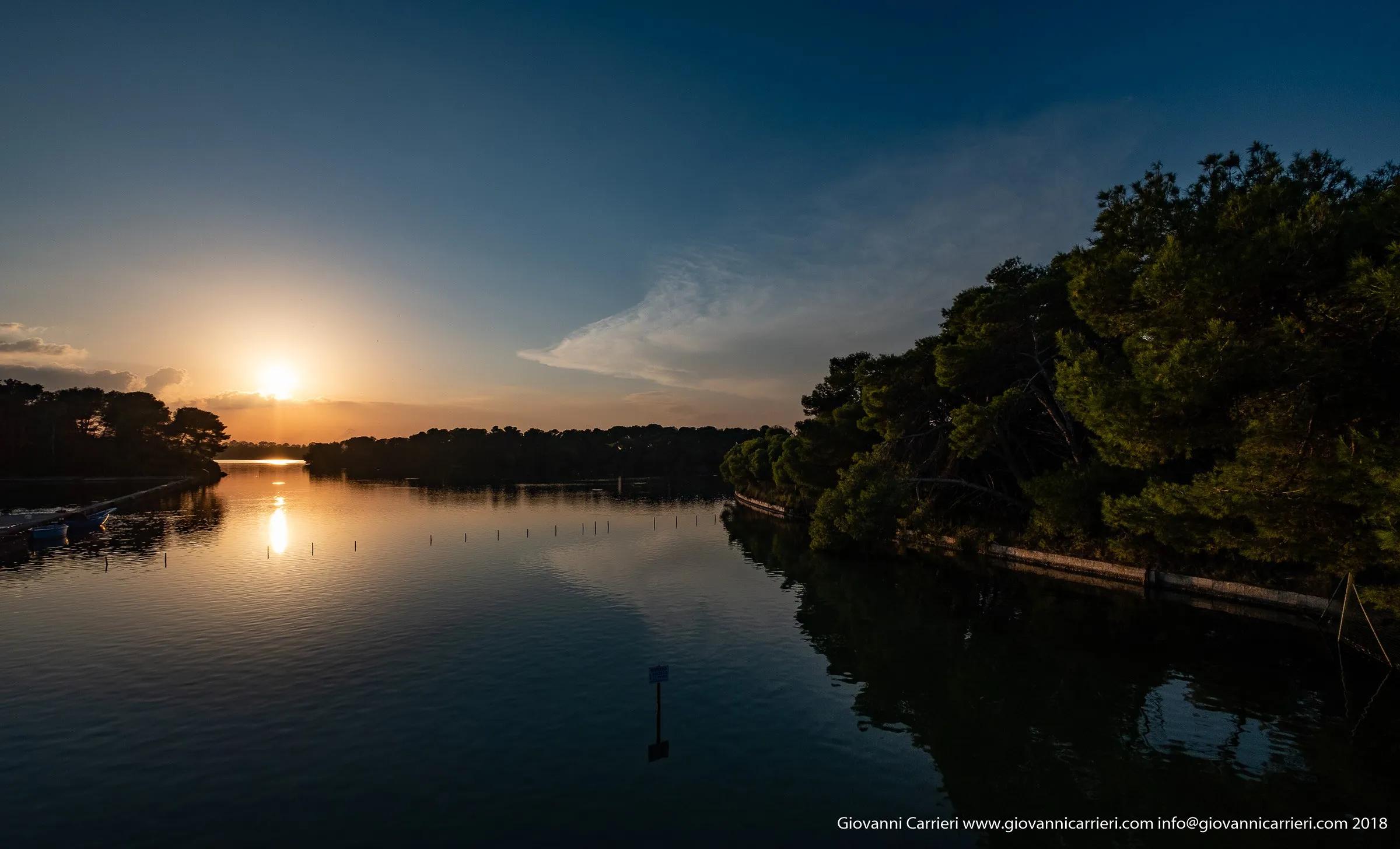 Alimini Grande lake at sunset