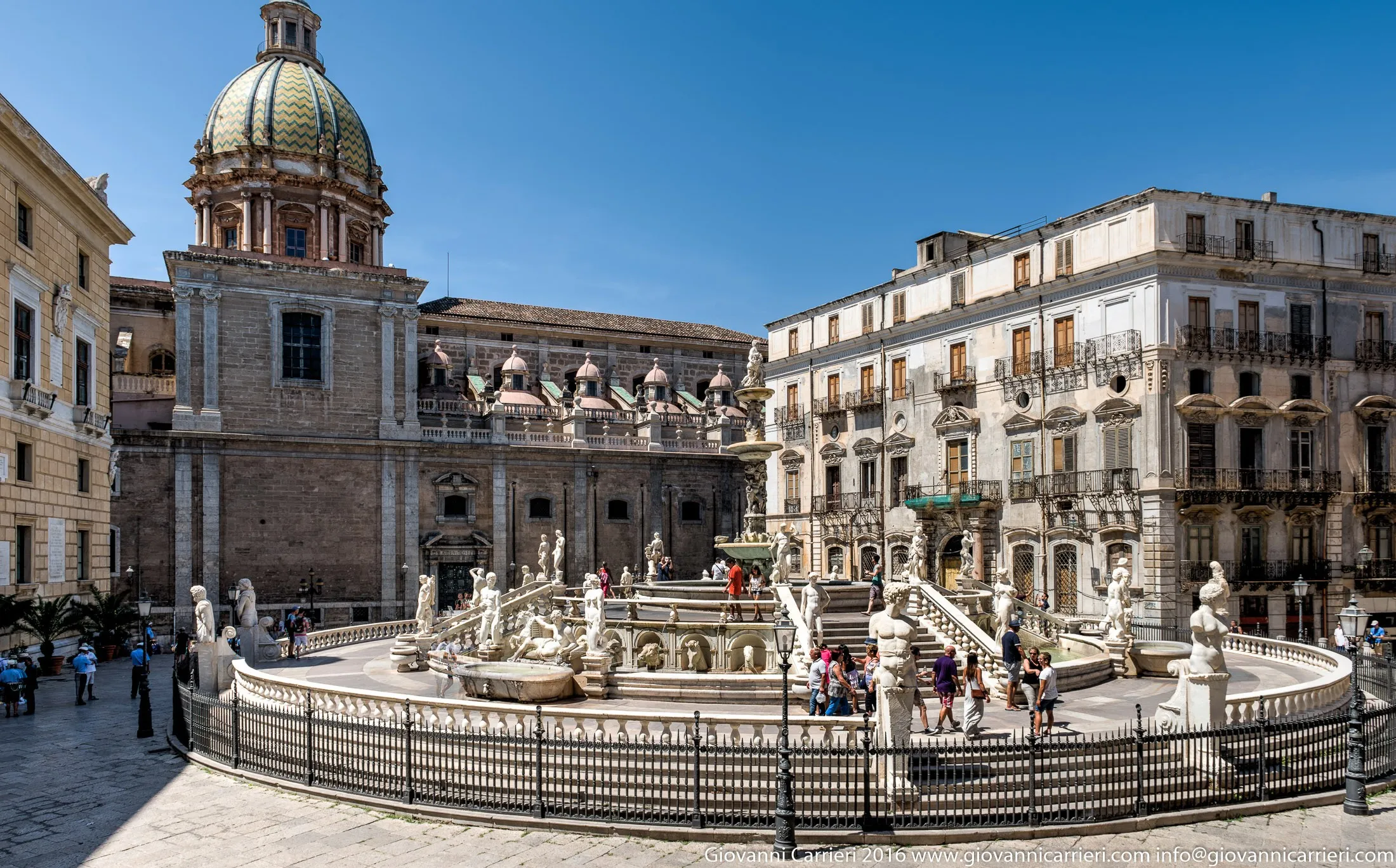 The Pretoria fountain viewed from the Church of Santa Caterina in Palermo.