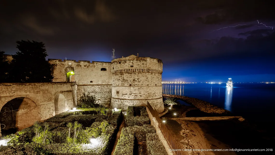 Night view of the Aragonese Castle, Taranto