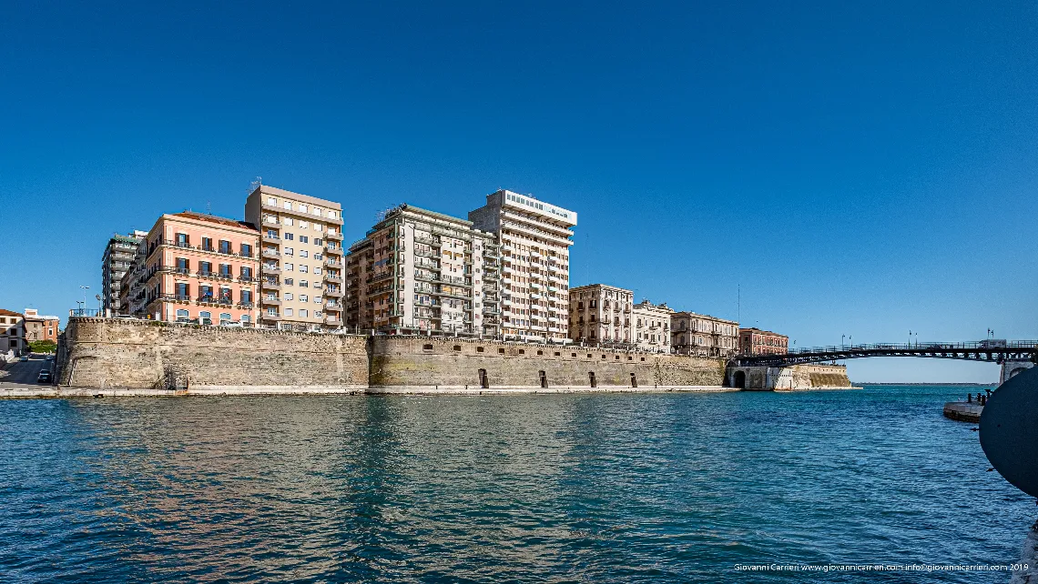 The swing bridge and the new town - Taranto