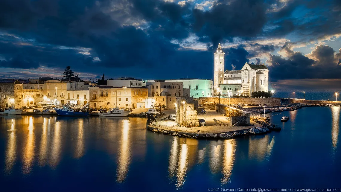 The port of Trani at night