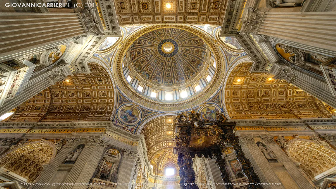 La cupola di Michelangelo vista dall'interno di San Pietro
