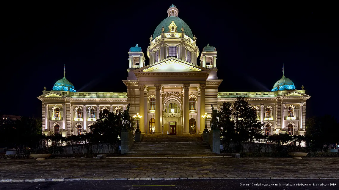 National Assembly of the Republic of Serbia night view - Belgrade