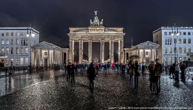 Brandenburg Gate in a rainy evening