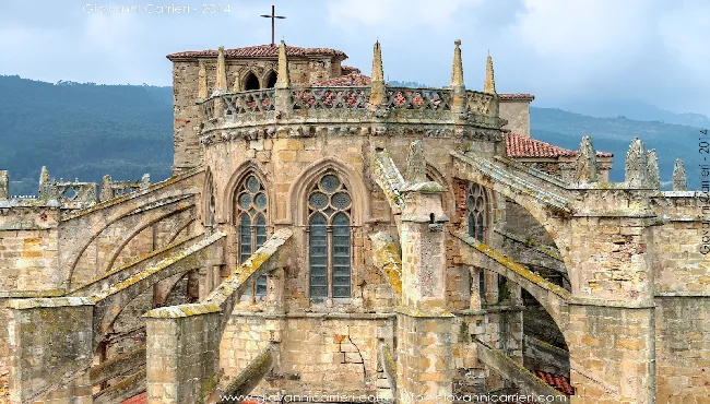 Flying buttresses and tower of Santa Maria church