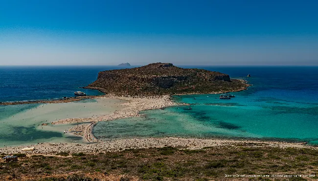 Panoramic view of Balos lagoon and Gramvousa island