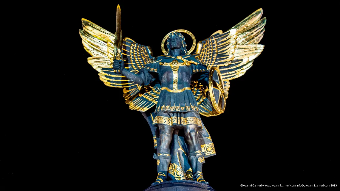 The symbol and the saint of St. Michael the Archangel Cities together