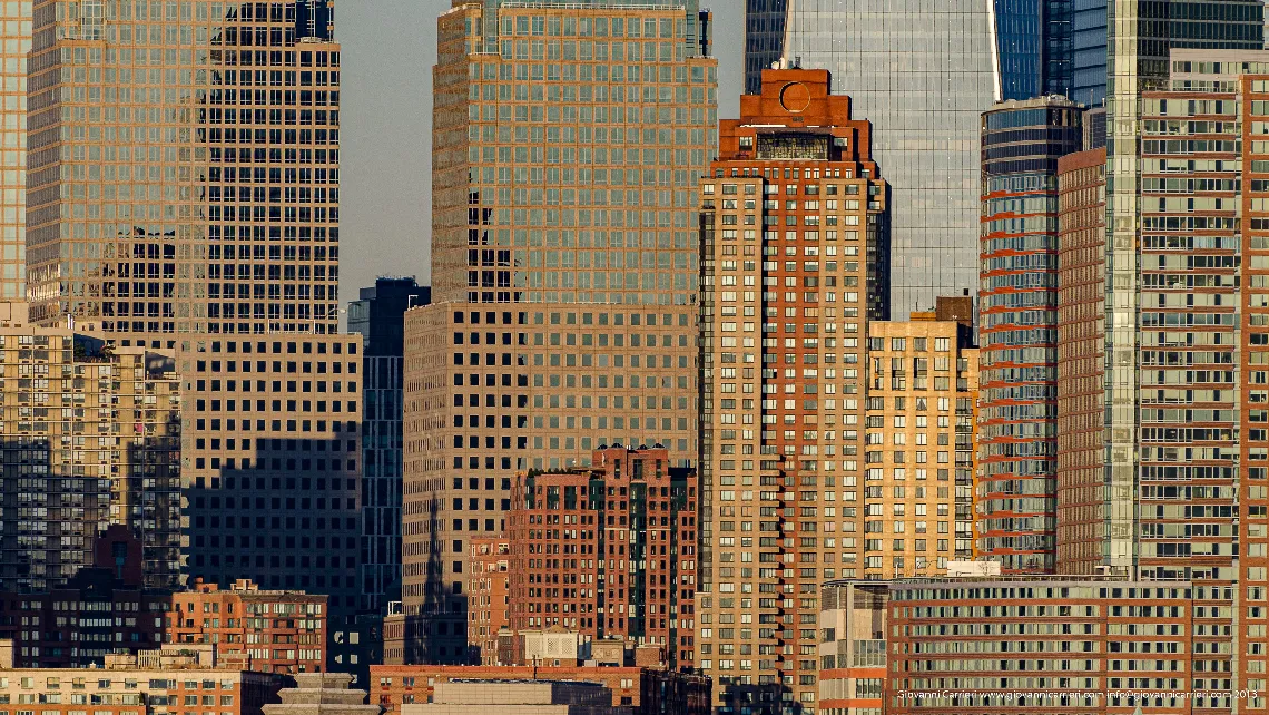 Skyline di Manhattan bassa vista da Jersey City - 2013