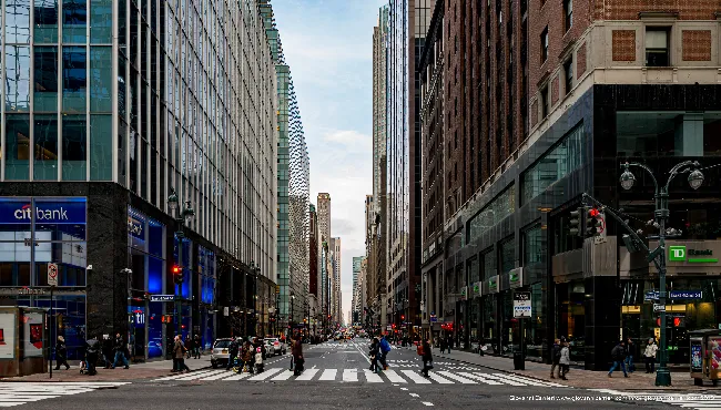 Madison Avenue: Incrocio con 42nd Street a Midtown Manhattan